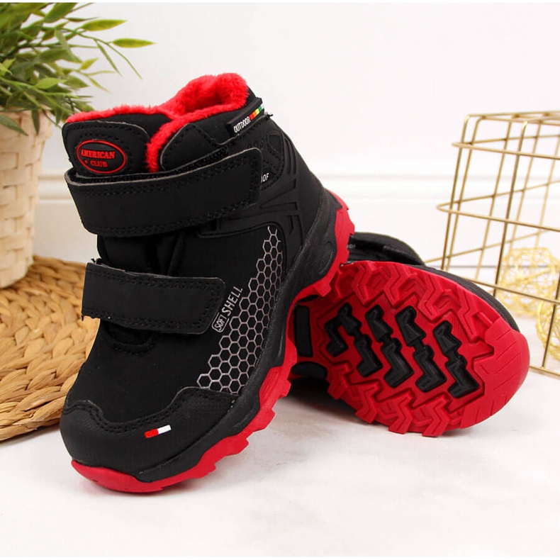 Vattentäta snöstövlar i svart kardborre för pojkar American Club 2