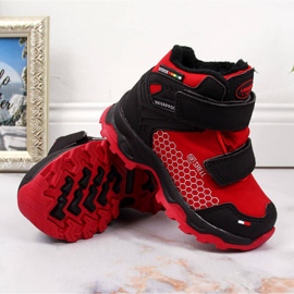 Vattentäta snöstövlar för barn med kardborreröd American Club svart 2