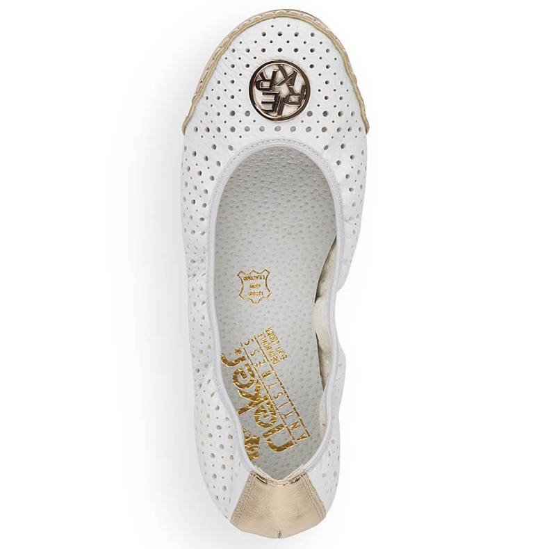 Vita genombrutna ballerinor för kvinnor Rieker 41459-80 2