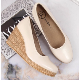 Beige kilpumpar i läder Filippo DP3521 4