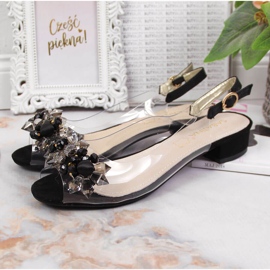 Transparenta sandaler för kvinnor med svarta Sabatina-stenar 2