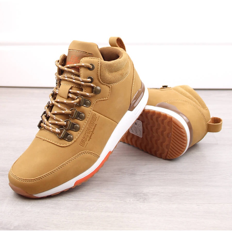 Gula Bustagrip-läderskor för män 1