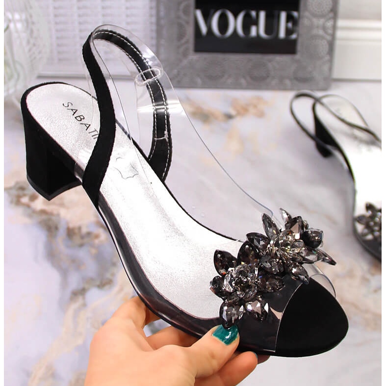 Transparenta damsandaler på block med stenar i svart Sabatina 2014-600 1