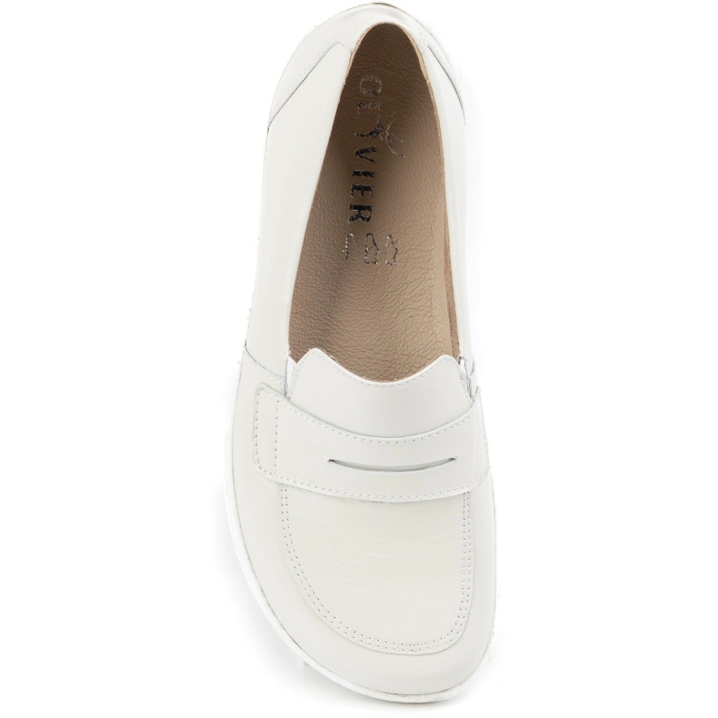 Olivier Kvinnors barfota minimalistiska läder loafers 1280 ECRU vit 1