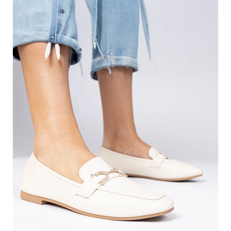 Beige eleganta loafers med zirkoner 1