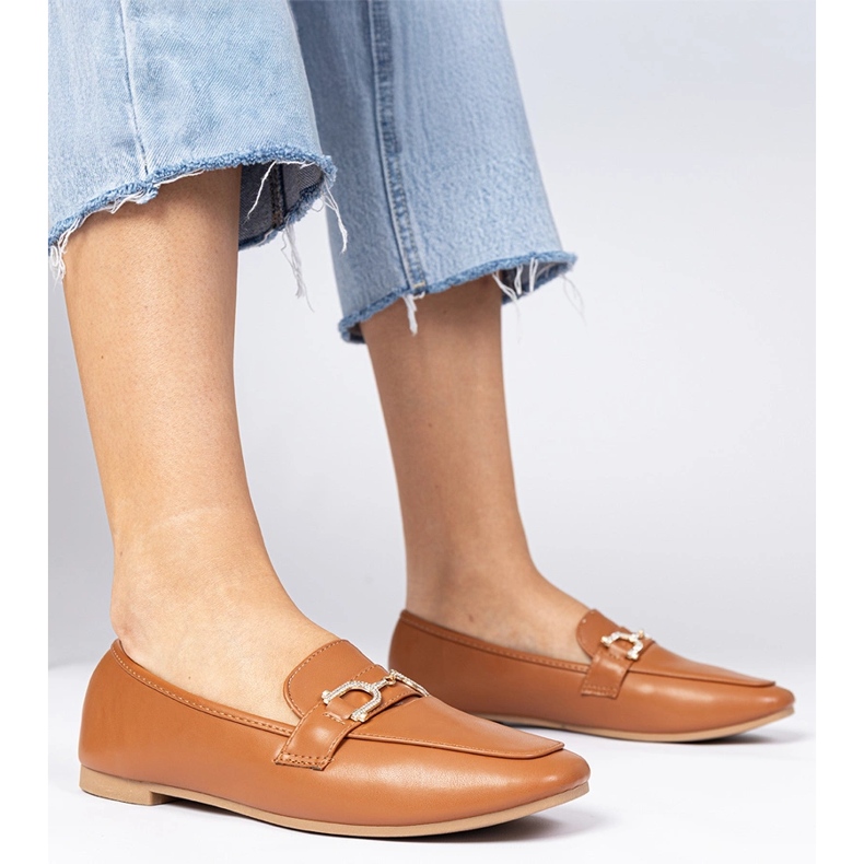 Bruna eleganta loafers med zirkoner 1