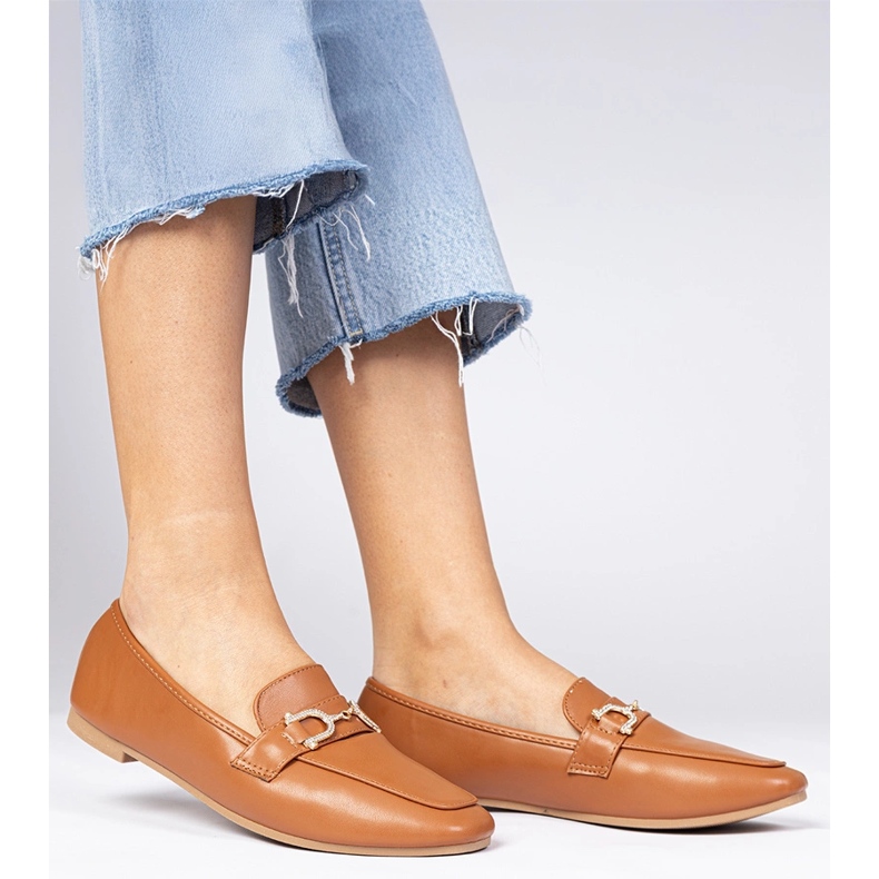Bruna eleganta loafers med zirkoner 2