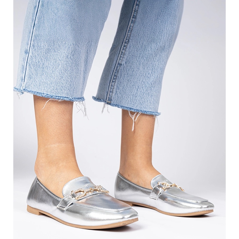 Silver eleganta loafers med zirkoner silver- 1