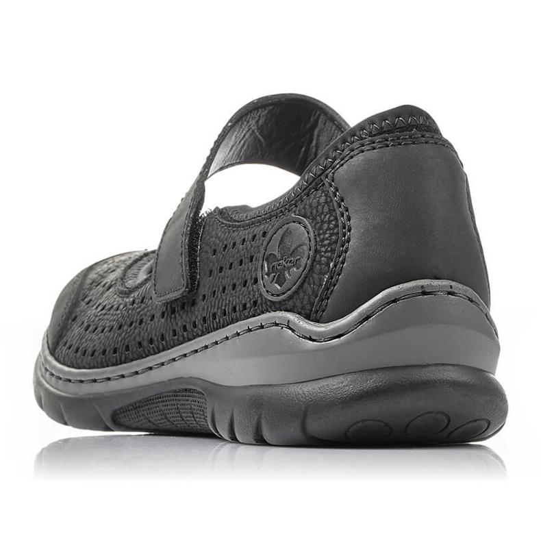 Bekväma kvinnor genombrutna skor med kardborre svart Rieker L32B5-00 2