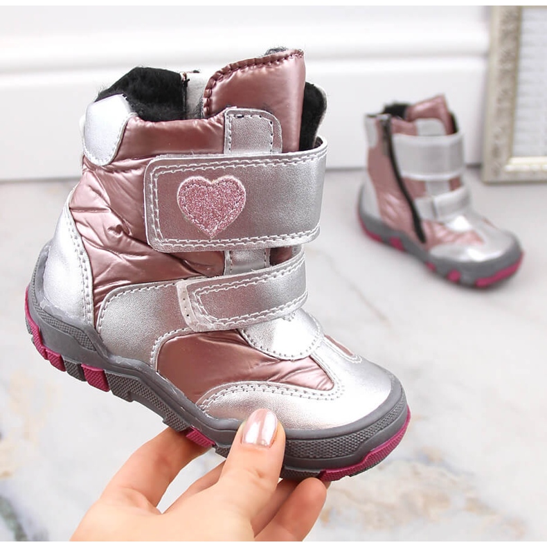 Flickstövlar med kardborre, isolerade, Kornecki 6968 silver- 1