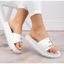 Vita ekologiska läderflipflops med spänne Big Star JJ274A309 5