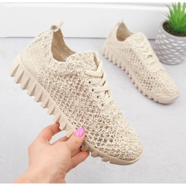 Sportskor i beige spets för kvinnor T.Sokolski 1982 1