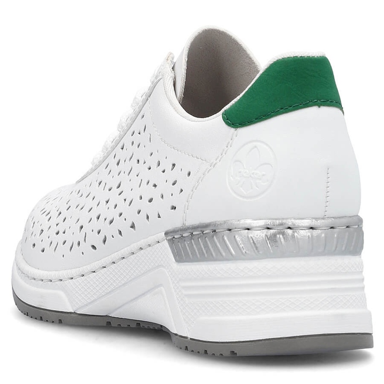 Skinnbekväma kvinnors genombrutna sportskor, vita Rieker N43A1-80 2