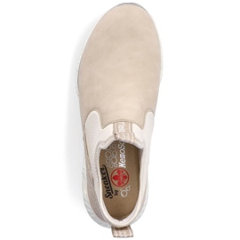 Kvinnors bekväma, högtoppade, beiga slip-on skor Rieker M6053-62 beige 2