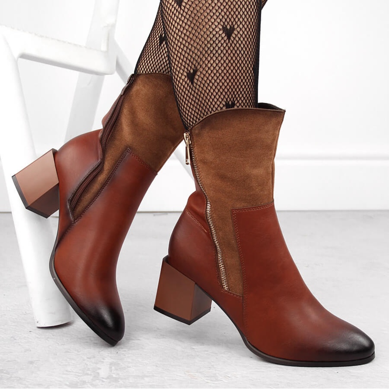Isolerade bruna högklackade ankelstövlar för kvinnor Jezzi ASA217-9 1