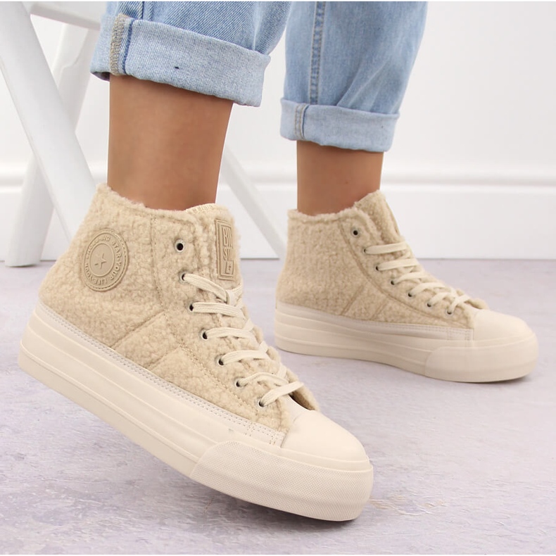 Beige fårskinnsisolerade sneakers Big Star OO274A444 2