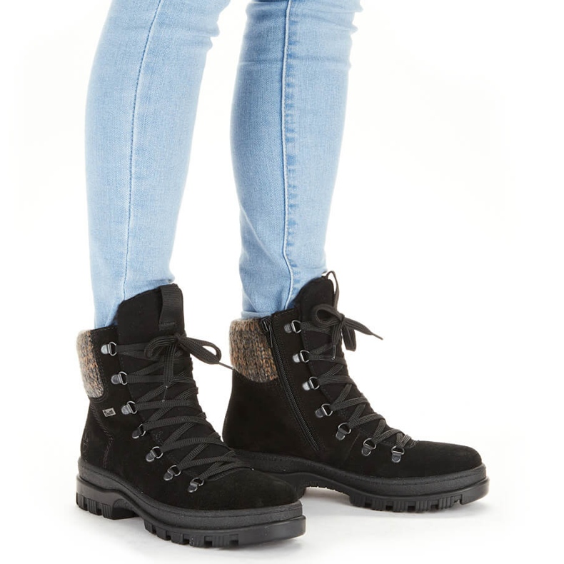 Skinnstövlar för dam med broddar, svart Rieker X8200-00 1