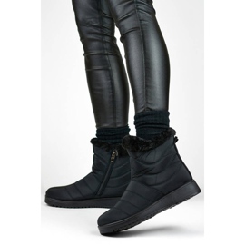 Damisolerade snöstövlar med päls, svart W76B 2