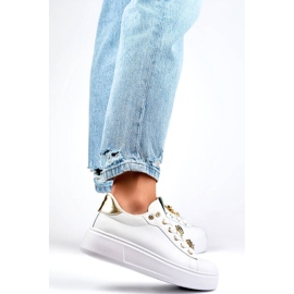 Plattsneakers för kvinnor med dekorationer, vit EV392-1GO 2