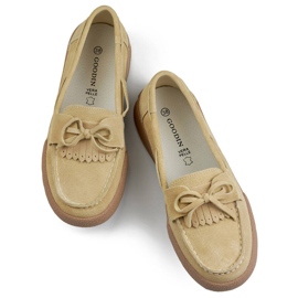 Skinnmockasiner för kvinnor med rosett, beige Goodin GD-SW4005BE 1
