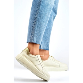 Damsportskor i läder på plattform, beige GD-RS2007BE 2