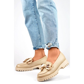 Loafers för kvinnor med rosett, mockasiner med nallebjörn, beige 2306BE 3