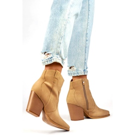Cowboystövlar i mocka dam på hög klack, beige A5618BE 2