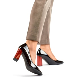 Höga röda patentpumpar för kvinnor, svarta GD-FL486B-B 2