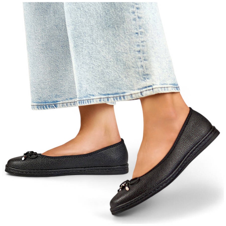 Bekväma svarta balettkläder för kvinnor med rosett GD-XR392A-B 1