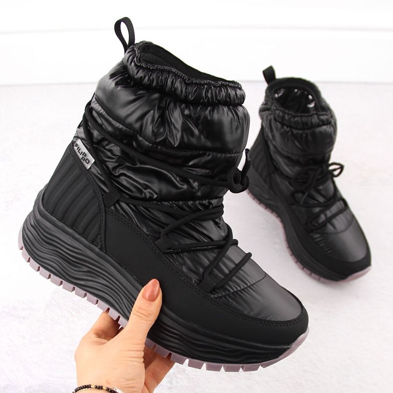 Svarta Filippo DBT6647 slip-on snökängor för kvinnor med plattform 1