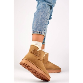 Slip-on snökängor i mocka för kvinnor, beige 25-97951BE 2