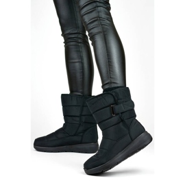 Isolerade snöstövlar med kardborreband för kvinnor, svarta, 22T48B 2