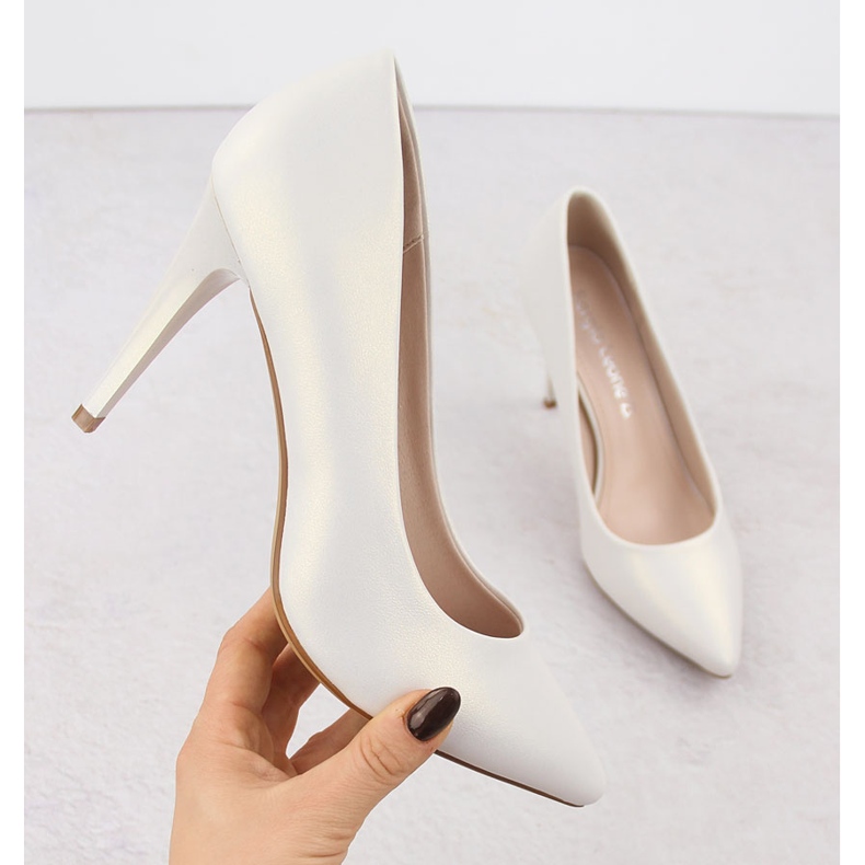 Cream pearl pumps Sergio Leone 1878 vit 1