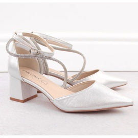 Silver Sabatina spetsiga damsandaler med cubic zirconia 2