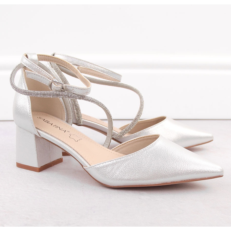 Silver Sabatina spetsiga damsandaler med cubic zirconia 2