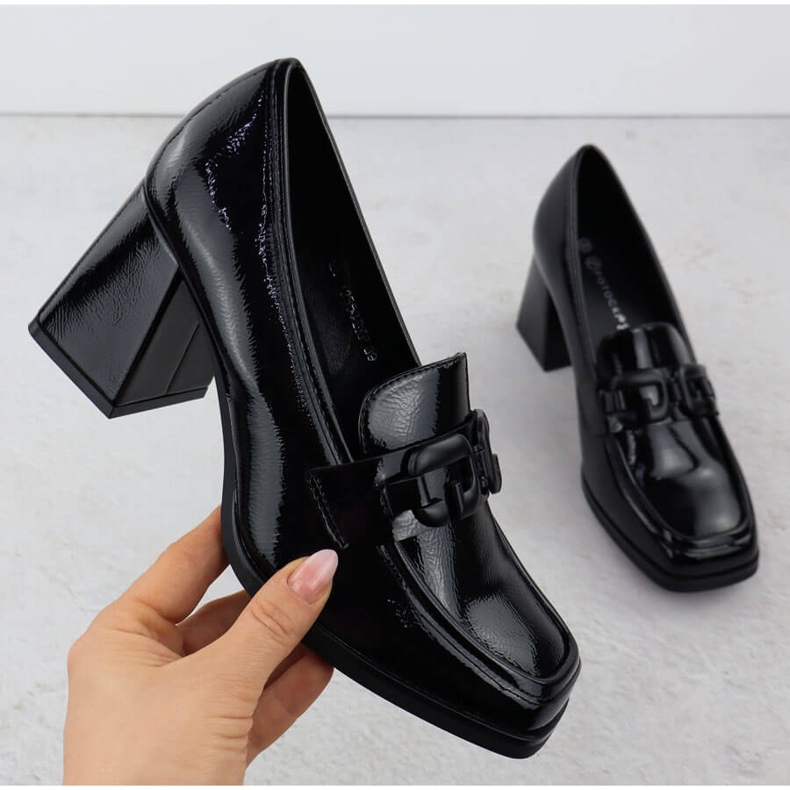 Målade kvinnors skor på Black Potocki SZ12553 Post svart 2