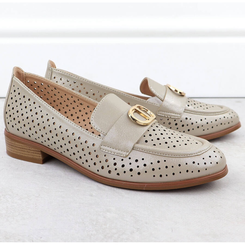 Kvinnor Skor Openwork Golden Loafers Vinceza 58516 gyllene 1