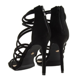 Svarta LE039 svarta sandaler på hög klack 2