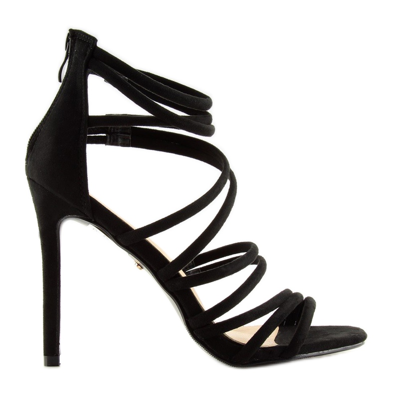 Svarta LE039 svarta sandaler på hög klack 1