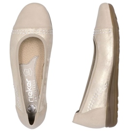 Skor, kvinnors ballerinas rieker l9353-62 beige 27