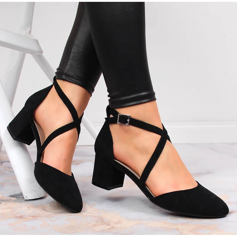 Sergio Leone svarta sandaler med remmar för kvinnor 1