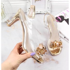 Transparenta damsandaler med gyllene Sabatina-stenar 2