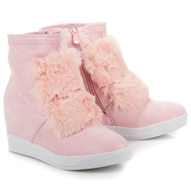 Wedge Sneakers Med Päls rosa 2
