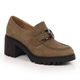 Bruna höga klackar i mocka med kedja Vinceza 10921 2