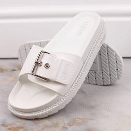 Vita ekologiska läderflipflops med spänne Big Star JJ274A309 2