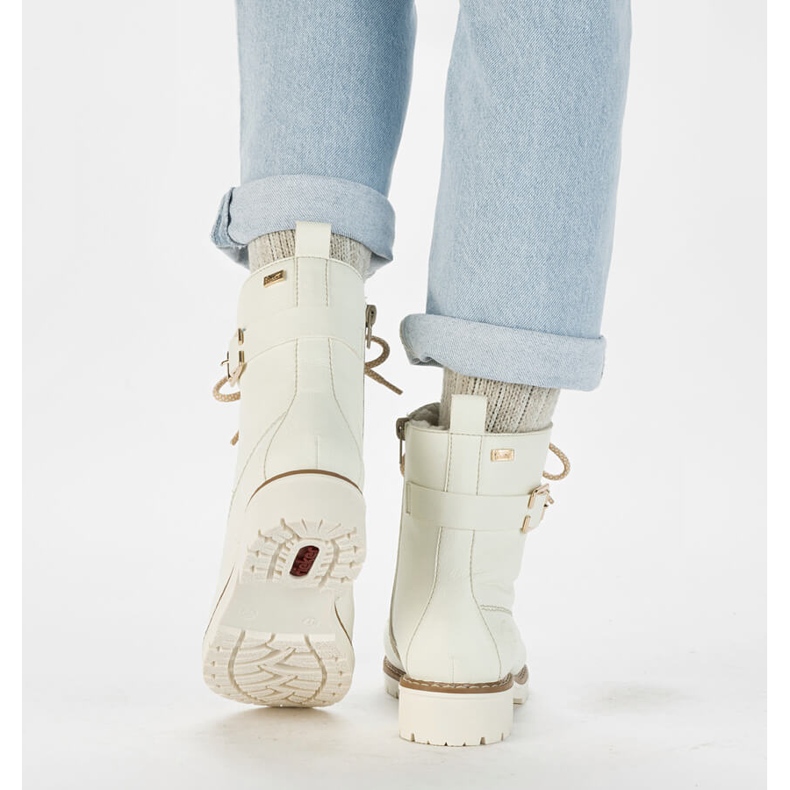 Vattentäta vita arbetsstövlar för kvinnor Rieker Y9126-80 2