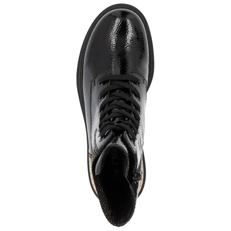 Bekväma damisolerade svarta ankelboots Rieker 72607-00 2