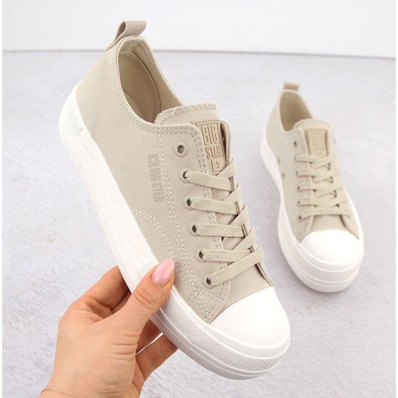 Damsneakers på plattformen beige Big Star LL274969 2
