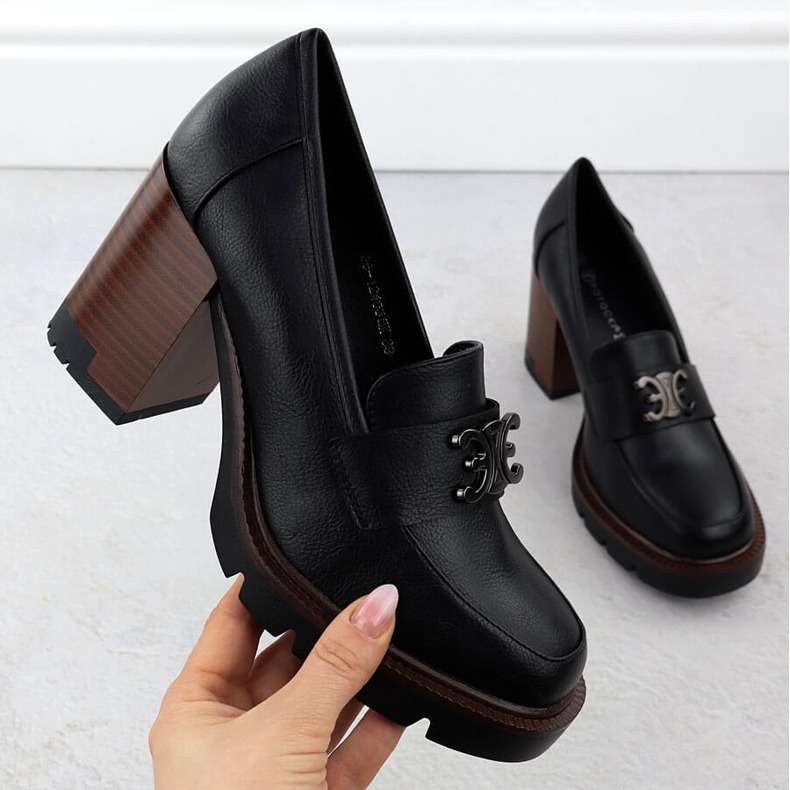 Kvinnors skor på Black Potocki -stolpen med dekoration SZ12403 svart 1