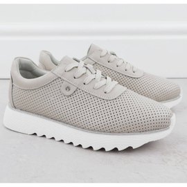 S.Barski Kvinnors läderskor på OpenWork-plattformen Beige S. Barski LR51-629 2